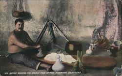 Native Making Poi, Staple Food of the Hawaiian Islanders Native Americana Postcard Postcard Postcard