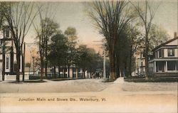 Junction Main and Stowe Streets Waterbury, VT Postcard Postcard Postcard