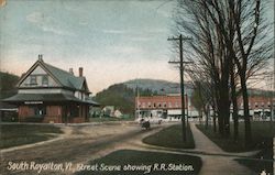 Street Scene showing R.R. Station Postcard