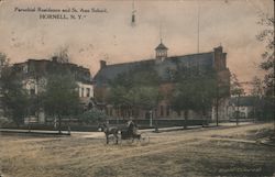 Parochial Residence and St. Ann School Hornell, NY Postcard Postcard Postcard