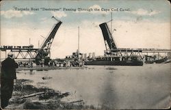 Torpedo Boat "Destroyer" Passing Through the Cape Cod Canal Massachusetts Postcard Postcard Postcard