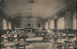 Reading Room, Library, Wellesley College Postcard
