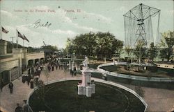 Scene in Al Fresco Park Peoria, IL Postcard Postcard Postcard