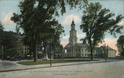 Court Square Showing Monument and First Christ Church Springfield, MA Postcard Postcard Postcard