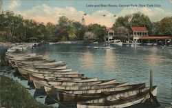 Lake and Boat House, Central Park Postcard