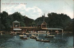 Boat House in Central Park Postcard