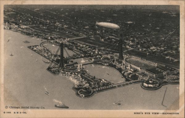 Bird's Eye View of Exposition - A Century of Progress Chicago Illinois