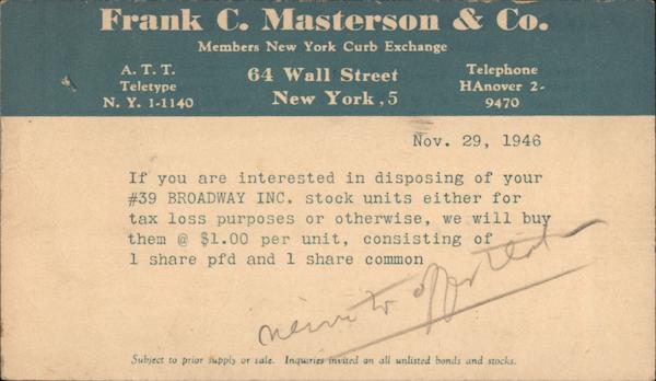 Frank C. Masterson & Co. New York