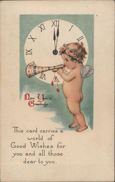 New Years Greetings - This card carries a world of Good Wishes for you and all those dear to you