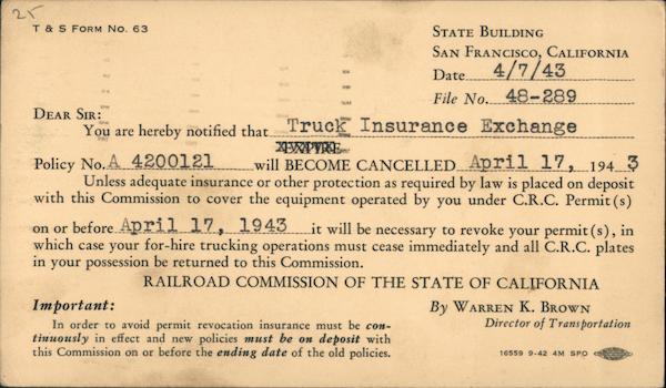 T & S Form No. 63 - Railroad Commission California