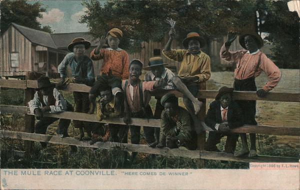 The Mule Race at coonville Here Come De Winner Black Americana