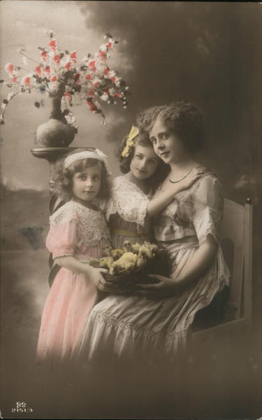 Mother with Two Young Daughters Women