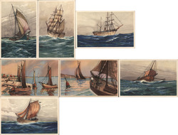 Lot of 7 Sailboats Postcard