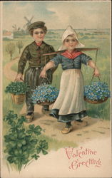 Dutch children Valentine Postcard