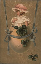 Girl in easter egg Postcard