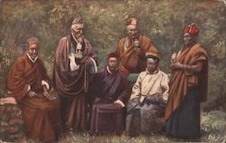 Group Of Lamas In Tradicional Clothes Postcard
