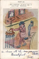 Want Ad - Boy Wanted To Deliver Rotten Eggs Postcard
