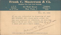 Frank C. Masterson & Co. Postcard