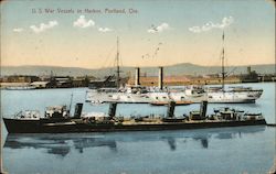 U.S War Vessels in Harbor Postcard
