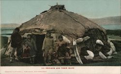 Eskimos and Their Igloo Postcard
