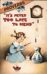 Proverbs - "It's Never Too Late To Mend" Postcard