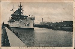 Battleship "Maryland" entering New Dry Dock, Navy Yard Postcard