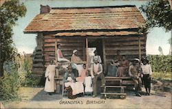Grandma's Birthday Sharecropper's Sitting on Porch Postcard