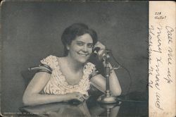 A Woman Sitting Talking on a Telephone Postcard