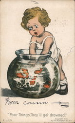 Poor Things, They'll get drowned - Goldfish Bowl Postcard