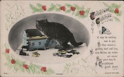 Christmas Greeting Perhaps It May Be Nothing New To You To Thus Receive a Greeting, Kind and True With Cats Postcard Postcard Postcard