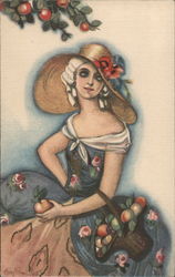 Woman Under The Apple Tree Postcard