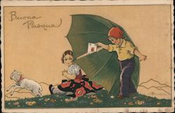 Little Kids - Bueno Pasqua Artist Signed Adolfo Busi Postcard Postcard Postcard