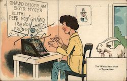 The Welsh Bard Buys a Typewriter Comic, Funny Postcard Postcard Postcard