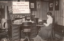 Office Rules: The Typewriter (Girl) is only here as an ornament. Postcard