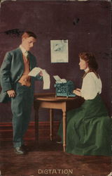 Dictation - Office Romance Couples Postcard Postcard Postcard