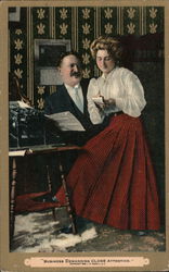 Secretary Sitting on Man's Lap While Taking Notes -- Business Demanding Close Attention Postcard