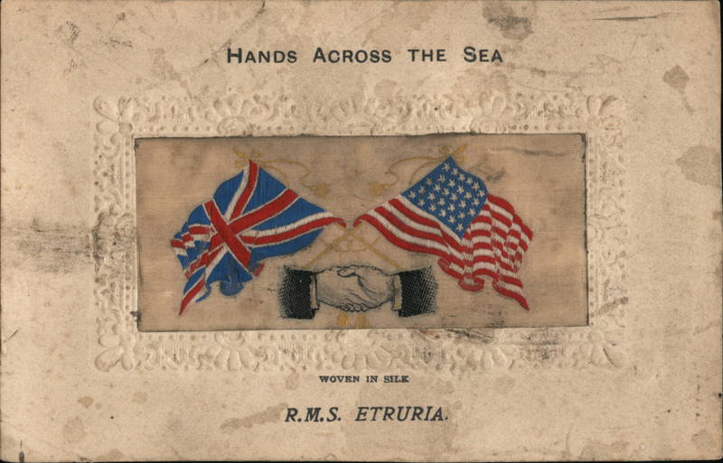 hands Across the Sea - R.M.S. Etruria Woven Silk