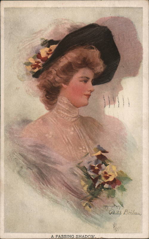 Woman Dressed Up With Hat and Flowers Philip Boileau