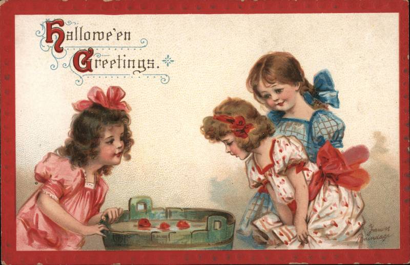 Girls Bobbing for Apple Frances Brundage Halloween