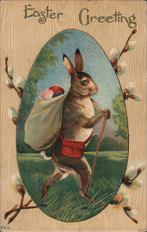 Easter Greetings - A Bunny And Eggs With Bunnies