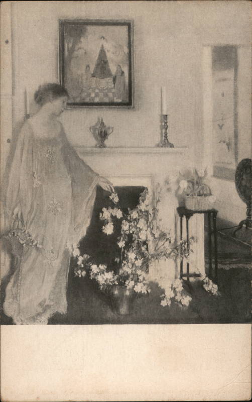 A Lone Woman and Flowers 1915 Panama-Pacific International Exposition (PPIE)