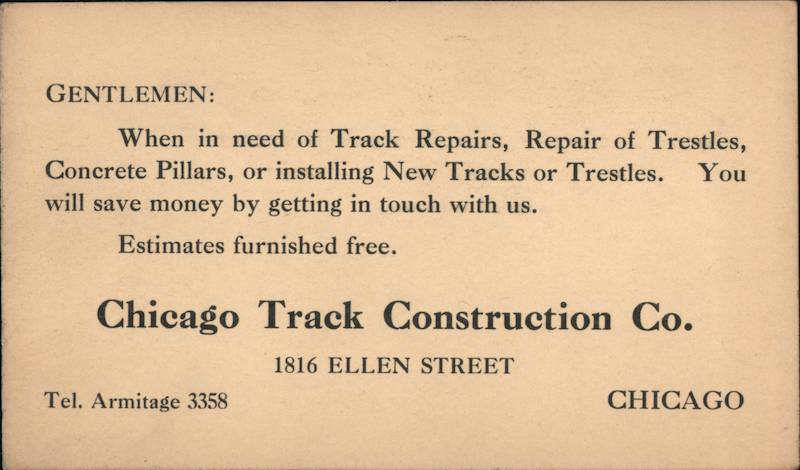 Gentlemen - Chicago Track Construction Co Advertising