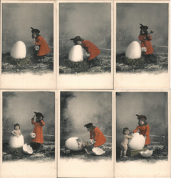 Set of 6: Girl Cracking Egg with Baby Inside Postcard