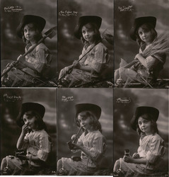 Set of 6: Little Girl with Various Hobbies Postcard
