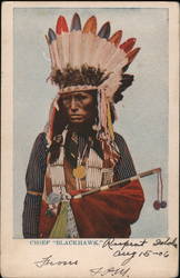 Chief Blackhawk Indian Headdress Postcard