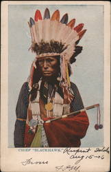 Chief Blackhawk Indian Headdress Postcard Postcard Postcard