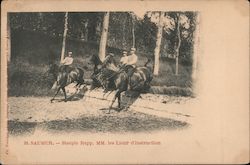 Saumur, Steeple Rapp, MM les Lieut d'Instruction, horse riders jump over obstacles on a path Postcard