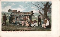 African American Family in Front of House on Thanksgiving Morning Postcard