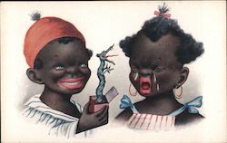 Little Boy Scares Little Girl Postcard