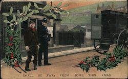 A Police Officer and Criminal I Shall Be Away from Home this Xmas Postcard